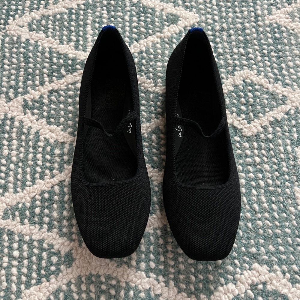 Rothy's Black Flats with Blue Accent